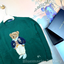 POLO RALPH LAUREN Polo Bear Knit Sweater Green Crewneck Men's M w/ Box NWT'