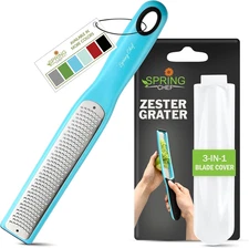 Premium Lemon Zester Grater with Handle - Fruits, Garlic, Chocolate, Nutmeg, Gin