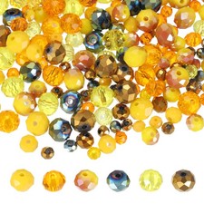 450Pcs 3 Size Faceted Rondelle Glass Beads Czech Spacers, Orange Tone