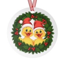 Rubber Duckie Christmas Ornament Cute Holiday D cor, Double-Sided Aluminum