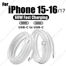 For iPhone15 16e 17 USB-C to USB-C Cable Fast Charger Lot Type C Charging Cord