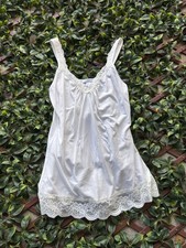 Dressbarn White Lace-trim Camisole Tank Top Y2K Size Medium
