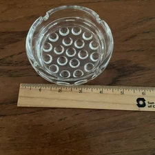 Glass Ash Tray Bubble Beaded Bottom 4 Slots Round Table Top Ashtray Vintage EUC