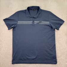 Travis Mathew Men's XL Polo Shirt Blue Striped Golf Short Sleeve Casual Preppy