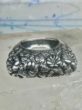 Vintage Dian Malouf Signed Sterling Silver Floral Repousse Dome Ring Size 6 925