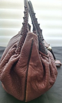 Fendi Spy Bag Purple Leather Braided Handle Champagne Gold
