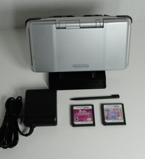 Original Nintendo DS NTR-001 Silver Handheld Console w/ 2 Games, Stylus, Charger