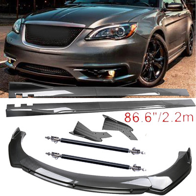 For Chrysler 200 11-2017 Carbon Fiber Front Bumper Lip Spoiler 86.6'' Side Skirt