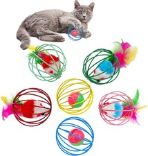Cat Toys 6 Packs Cat Ball Toys for Indoor Cats and Kittens, Metal Cage Balls wit