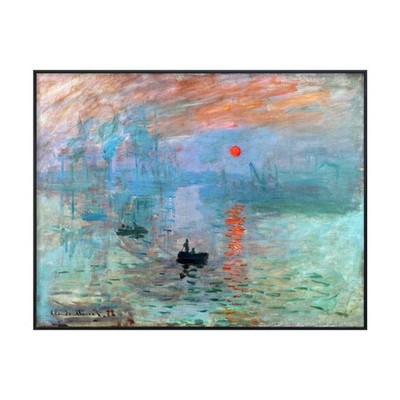 Framed Canvas Print Wall Art Impression Sunrise by Claude Monet Home Decorations