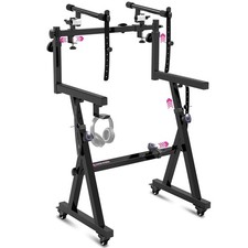 Liquid Stands Dual Piano Keyboard Stand w/ Wheels and 2nd Tier - Rolling Z St...