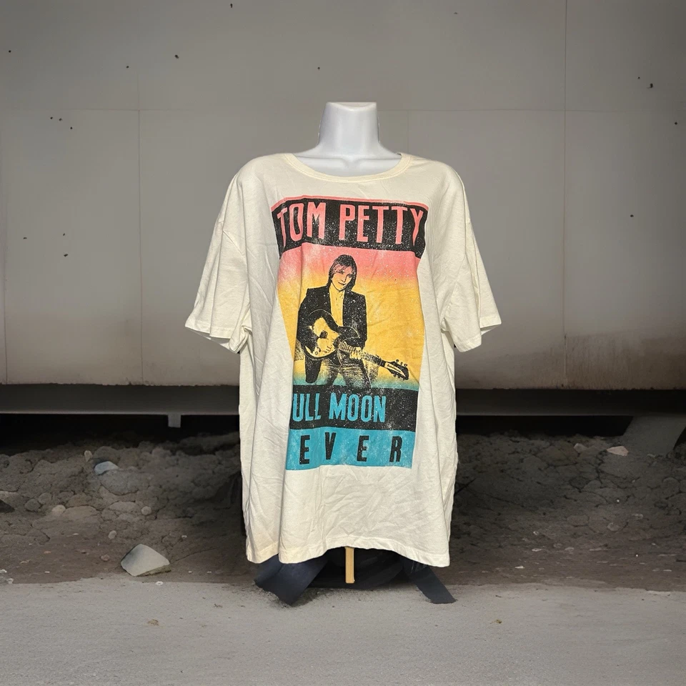 Tom Petty Full Moon Fever Shirt Women 2XL White Short Sleeve Glitter Graphic - Image 3 of 4