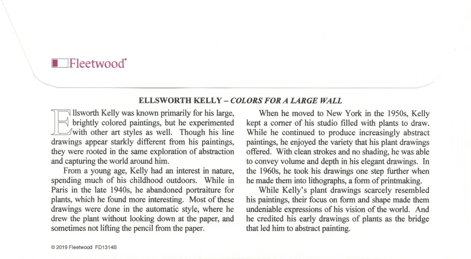 2019 First day Cover #5382-91 Ellsworth Kelly Set of 10 - Image 2 of 4