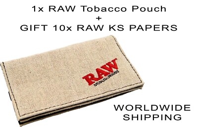 1x RAW Rolling Tobacco Pouch Wallet + GIFT 10x RAW KS Papers