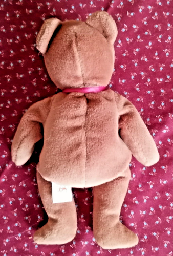 Vintage Ty Beanie Babies 1993 Teddy Bear w/PVC Pellets Cranberry Ribbon - Picture 7 of 10