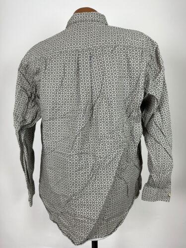 VTG 80s 90s Geometric Print Shirt Men L Slim Long Sleeve Button Down Trader Bay - Picture 8 of 17