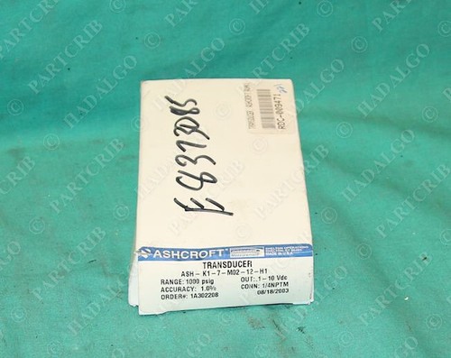 Ashcroft ASH-K1-7-M02-12-H1 Transducer K17M0212H11000 2000psi pressure NEW - Picture 1 of 3