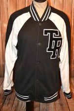 True Religion Women's Black White Snap Button Lettermans Varsity Jacket Sz S