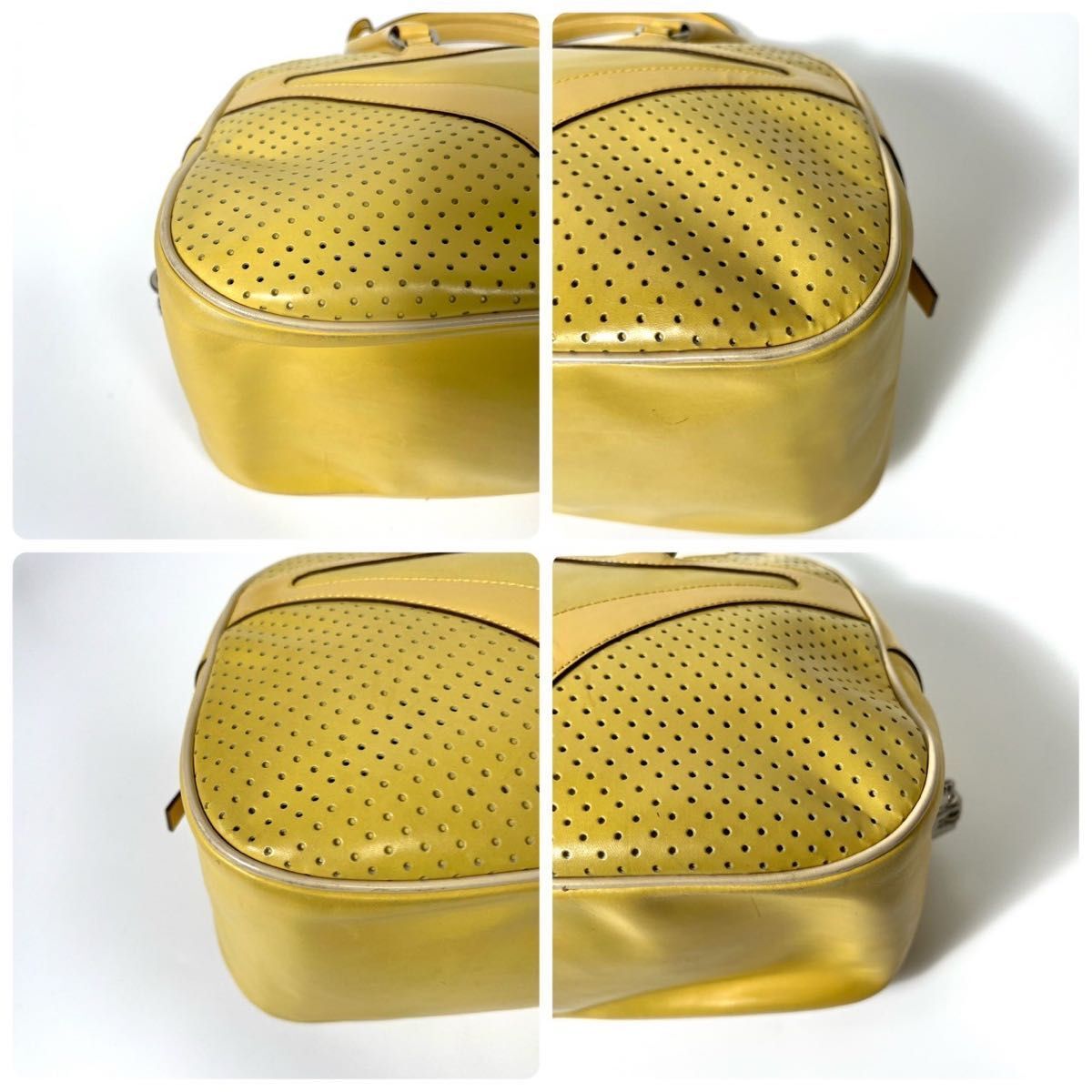 PRADA Bowling Bag Yellow Leather Women's y2k Used from Japan