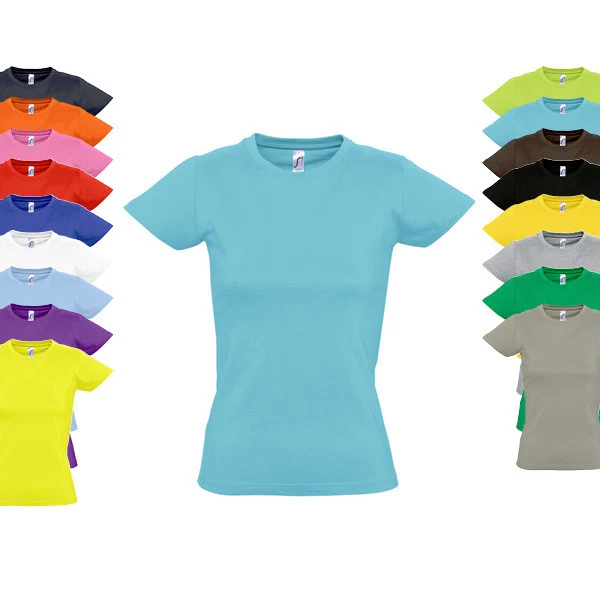 DAMEN T-SHIRT Rundhals Kurzarm Tailliert S M L XL XXL NEU Sol's L191