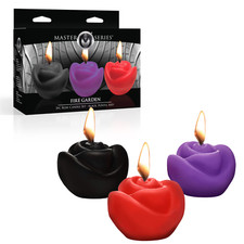 BDSM Unscented 3pc Rose Candle Set Bondage Sensual Wax Fetish Adult Sex Toy