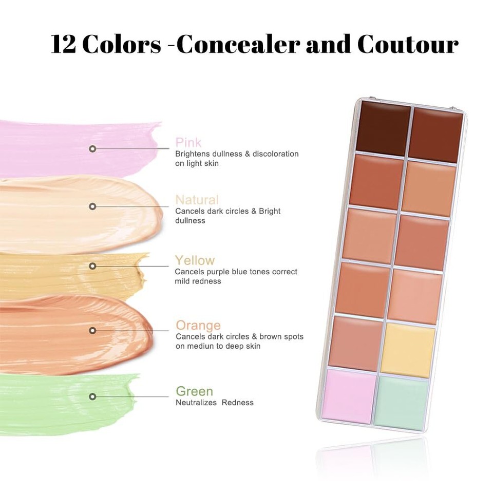 VERONNI Cream Concealer Palette 12 Colors Makeup Contour Face