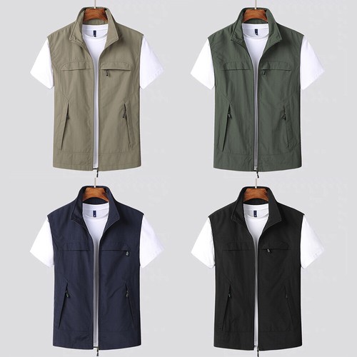 Herren Multi Taschen Weste Reißverschluss Weste Jacke Wandern Jagd Angeln Weste Top - Bild 2 von 14