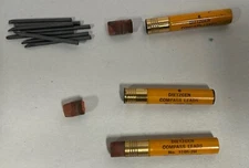 Lot Vintage DIETZGEN Compass Lead In Pencil Motif Metal Tube Container Tin (A5)