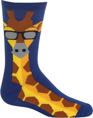 HOT SOX Kids Giraffe Socks 1 Pair, Blue, Kids L/XL