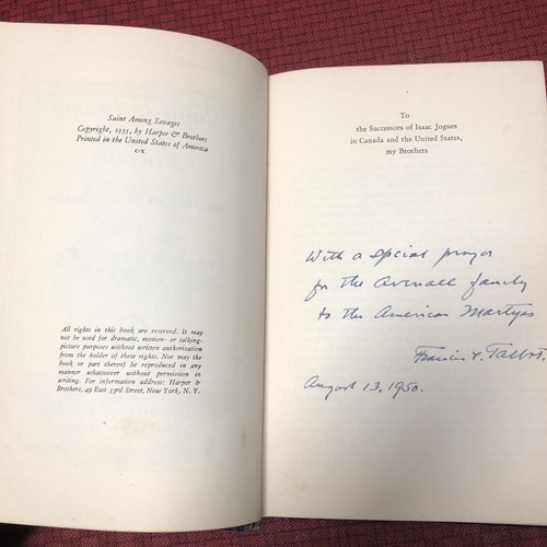 Saint Among Savages SIGNED The Life Of Isaac Jogues Francis Talbot SJ Hardcover - Picture 6 of 15