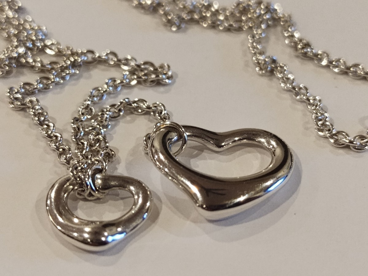 Tiffany & Co Elsa Peretti Open Heart Lariat Pendant Necklace