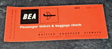 BEA British European Airways USED VINTAGE AIRLINE TICKET 1965 PLANE AERONAUTICA