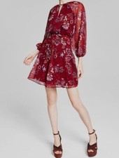 Vince Camuto Women's Red Printed Fit & Flare Dress Size 4