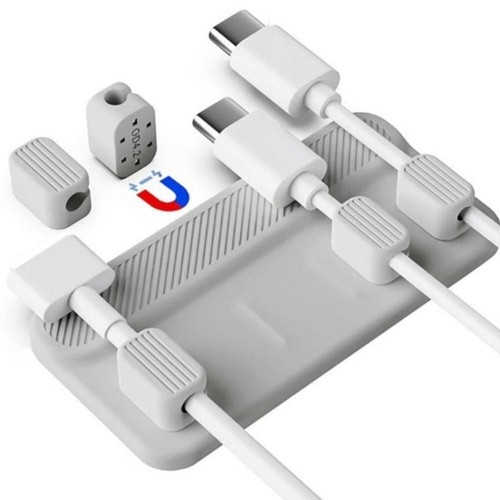 Desktop Magnetic Row Plug Protector Cable Clip Cord Winder Mouse Wire Organizer