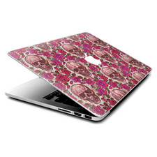 Skin Decals Wrap for MacBook Pro Retina 13" - pink roses with skulls distressed