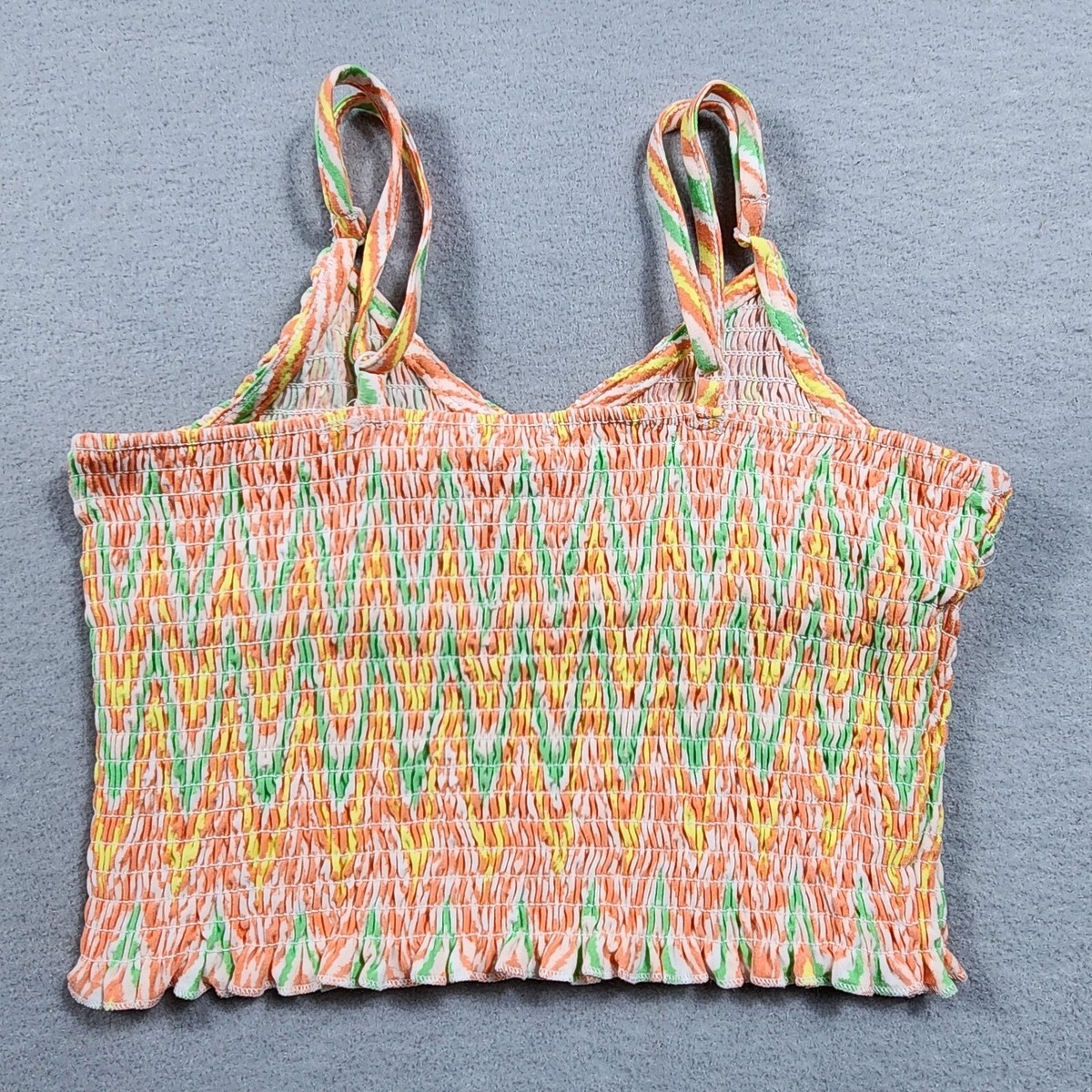 Rue21 Tank Top Women's M Multicolor Smocked Crop Zigzag Hippy