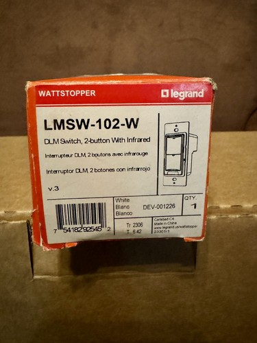 WattStopper Digital Dimming Wall Switch, 1 paddle, w/IR, Grey LMDM-101-G - Picture 2 of 2