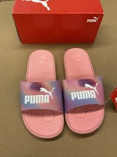 New Puma Cool Cat Prismatic BX JR Slide Sandals Junior 5C Kids Youth Pink Lilac