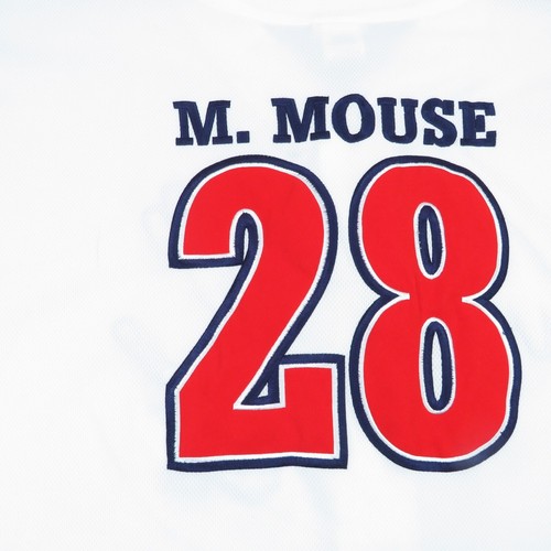 Camiseta de béisbol Disney para hombre grande blanca azul con botones de Mickey bordada WDW - Imagen 8 de 12