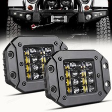 Pair 5" Flush Mount LED Work Light Bar Rear Bumper Reverse Fog Pod 4-Row Driving