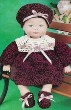 CHENILLE DOLL DRESS OUTFIT 12" DIGEST SIZE CROCHET PATTERN INSTRUCTIONS