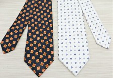 2 x Zadi Andrew's Ties Milano Italy 100 Silk Luxury Neckties White  Navy Blue