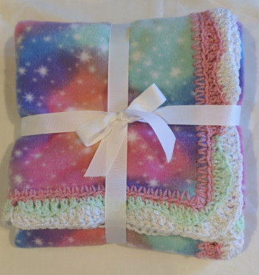 Hand Crafted Baby Blanket Cotton Candy Fleece, Car seat Stroller Carrier Gift