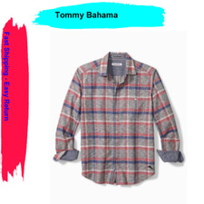 Tommy Bahama Canyon Beach Bonfire Plaid Shirt Carbon Grey Small