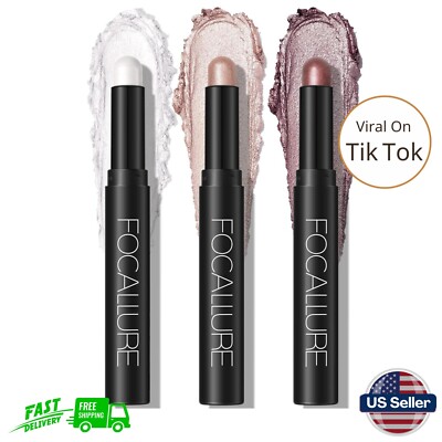 FOCALLURE Shimmer and Matte Cream Eyeshadow Stick,Smooth Brilliant Eye Brightene