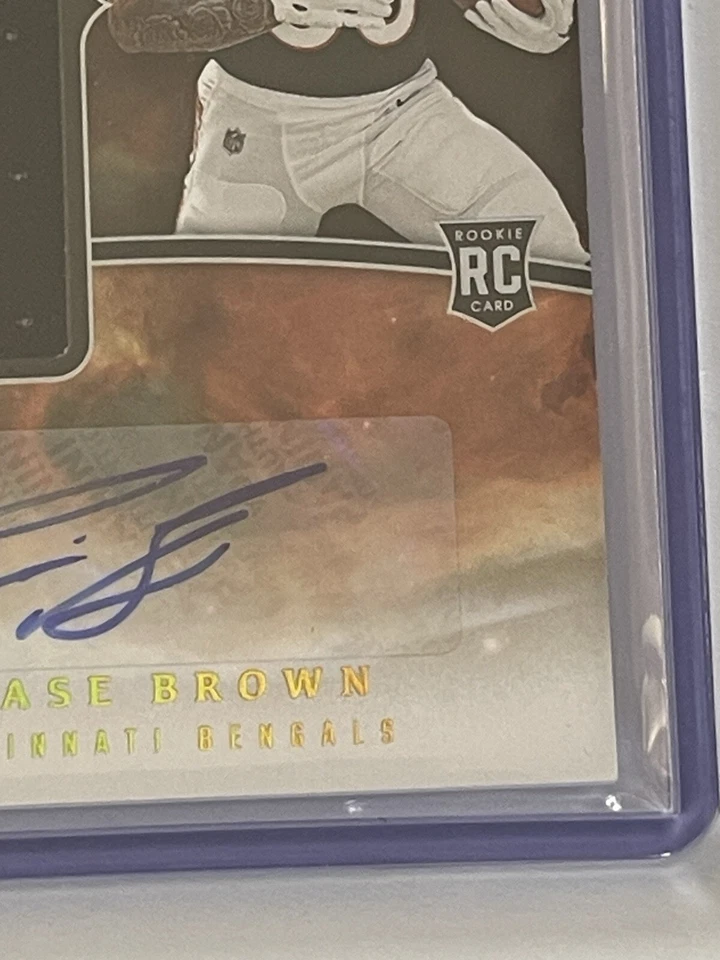 2023 Panini Origins Chase Brown Rookie Patch Auto RC  Bengals - Image 4 of 4