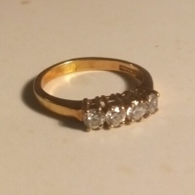 Vintage Gold Over Sterling Cubic Zirconia Ring Sz Korea