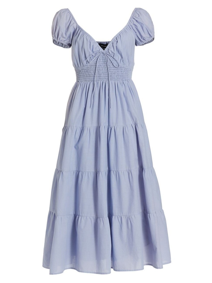En Saison Blue Smocked Tiered Midi Dress SZ L | eBay En Saison Blue Smocked Tiered Midi Dress SZ L | eBay