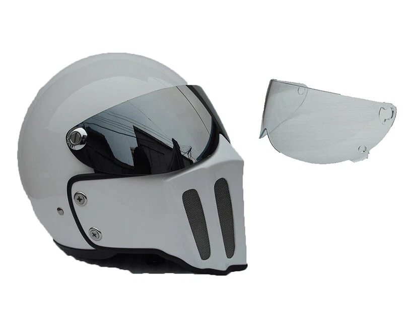 DOT全脸摩托车头盔带黑色+透明面具复古定制 — 第 3/4 张图片