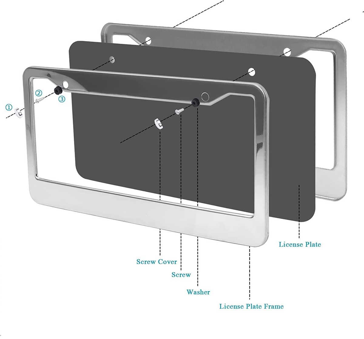 304 Stainless Frame 2-Pack Chrome License Plate Frames - 304 Stainless ...